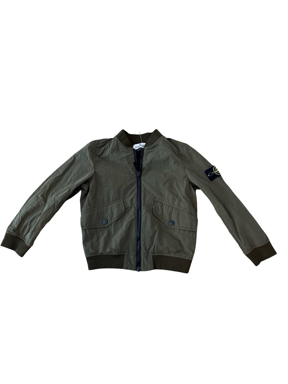 Stone Island Junior Olive Green Bomber Puffer Lightweight Lined Jacket Sz 6